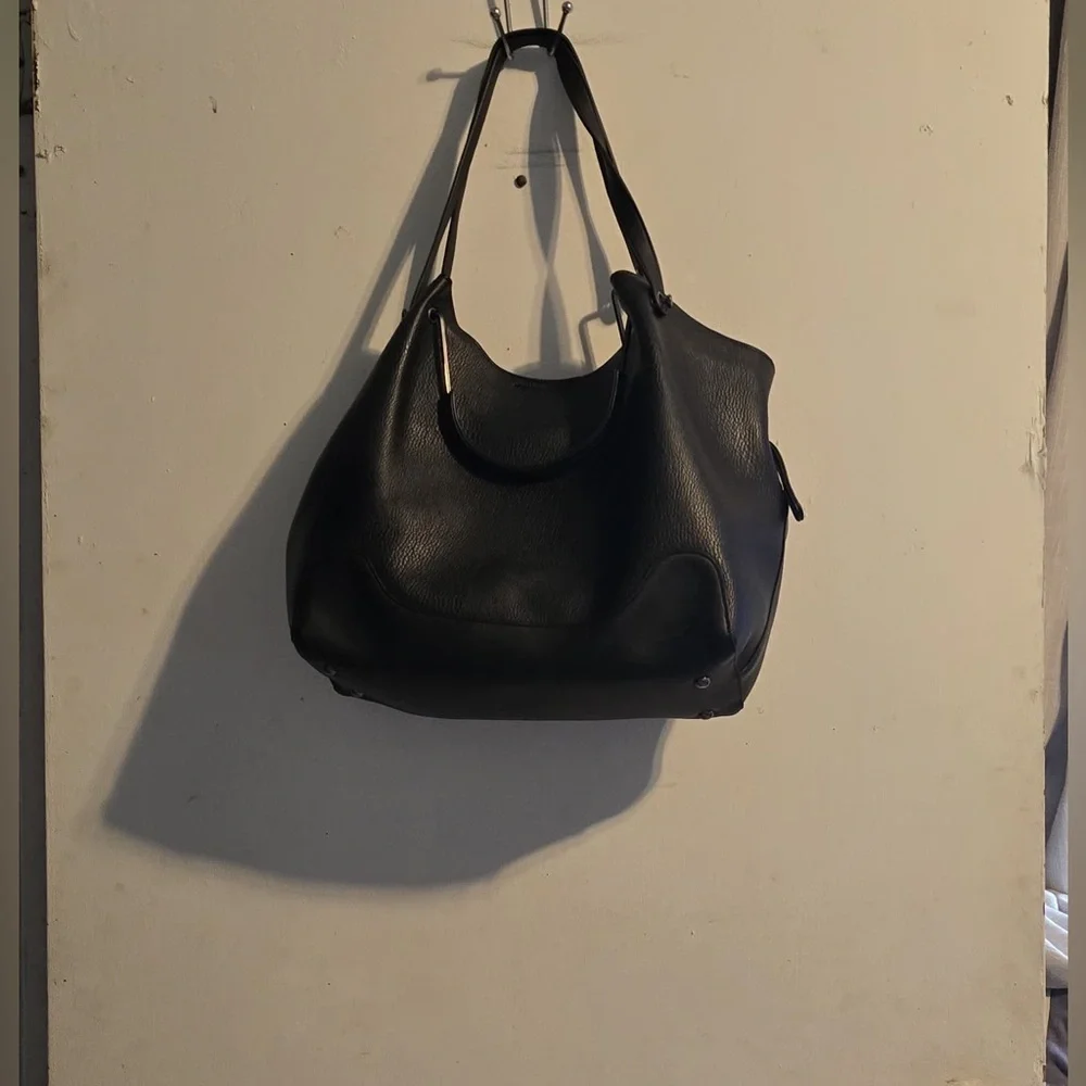 Sondra Roberts Black Leather Tote Bag